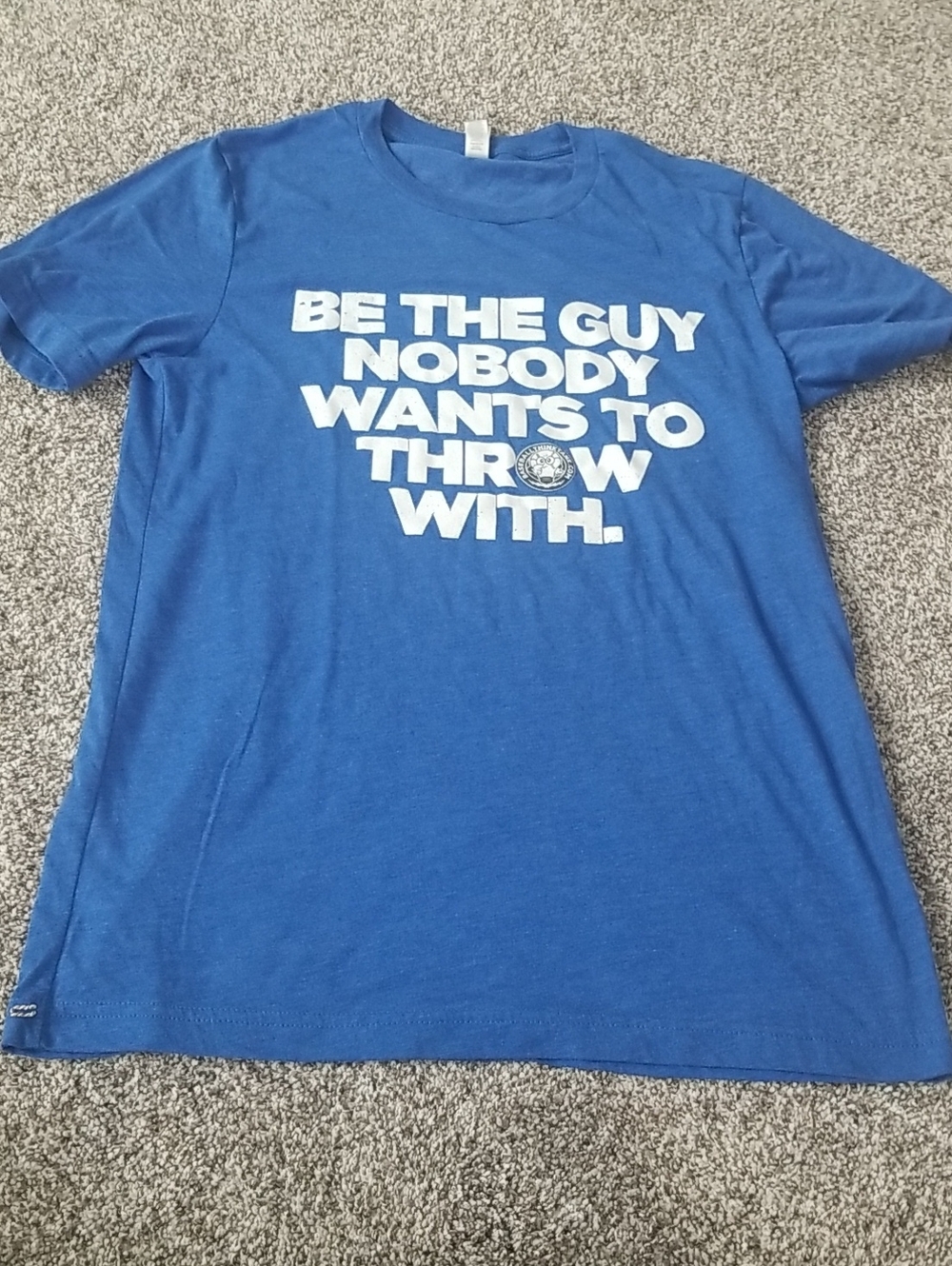 Bella Canvas Blue Short Sleeve Tee with White Bold Graphic
